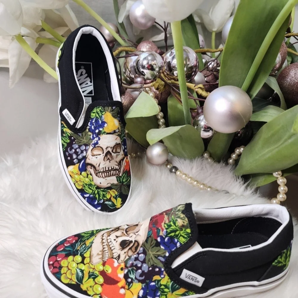 Vans Old Skool Skulls and fruits design Shoes Mens11 New - Picture 4 of 8